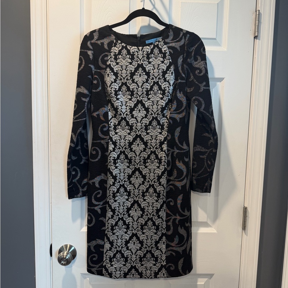 ANTONIO MELANI Black and Silver Long Sleeve Dress